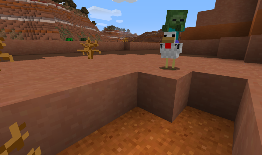 Mini-Zombie reitet auf Huhn